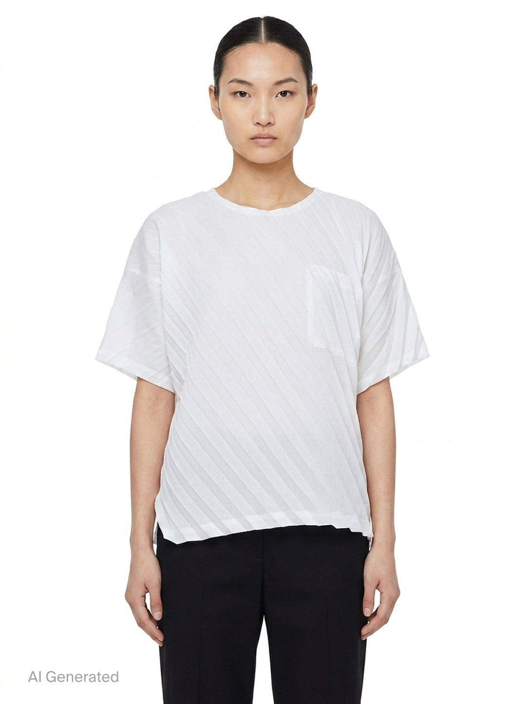 Angle Pleats Short Sleeve Top | me Issey Miyake | Club21 - front