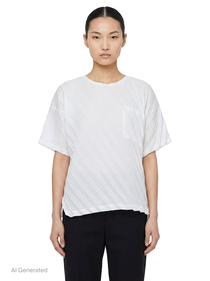 Angle Pleats Short Sleeve Top | me Issey Miyake | Club21 - front