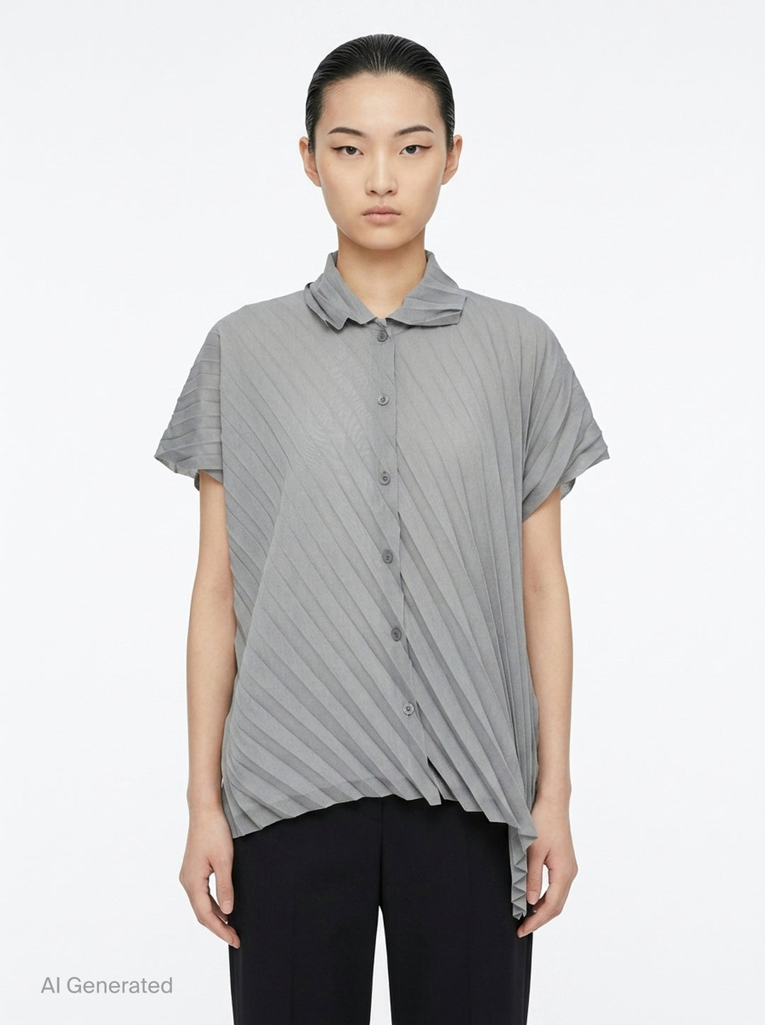 Angle Pleats Short Sleeve Top | me Issey Miyake | Club21 - front