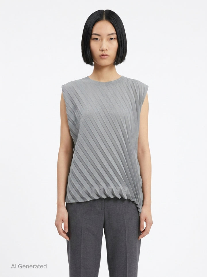 Angle Pleats Sleeveless Top | me Issey Miyake | Club21 - front
