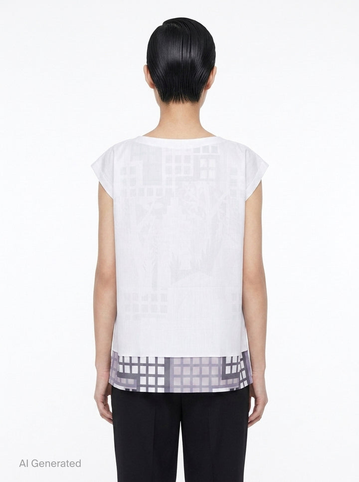Building Print Cap Sleeve Top | me Issey Miyake | Club21 - back