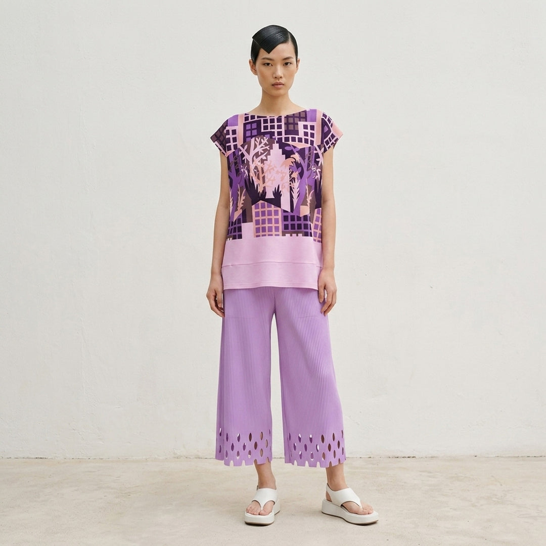 Building Print Cap Sleeve Top | me Issey Miyake | Club21 - lifestyle