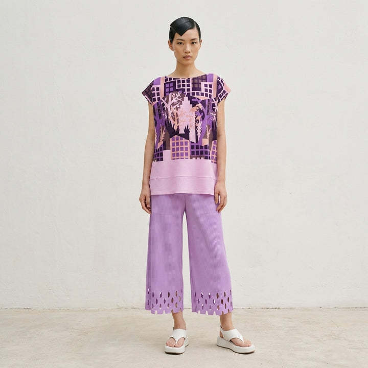 Building Print Cap Sleeve Top | me Issey Miyake | Club21 - lifestyle