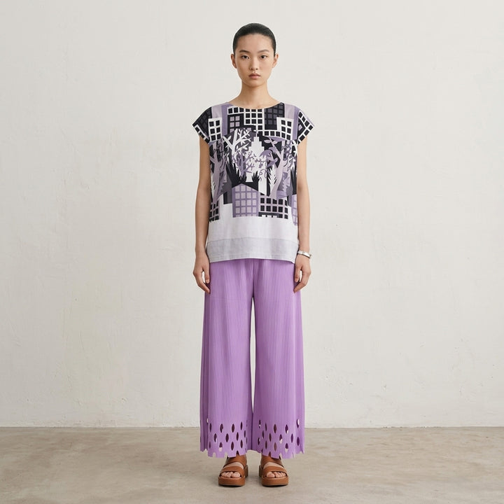 Building Print Cap Sleeve Top | me Issey Miyake | Club21 - lifestyle