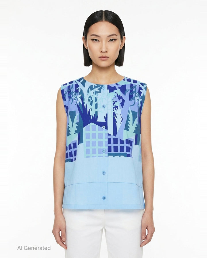 Building Print Tank Top | me Issey Miyake | Club21 - front