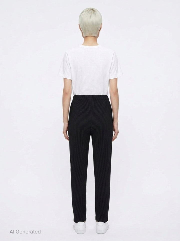 Fine Knit Pleats Black Pants | me Issey Miyake | Club21 - back