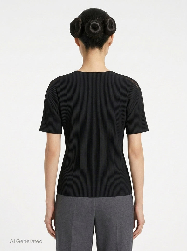 Fine Knit Pleats Black Shirt | me Issey Miyake | Club21 - back