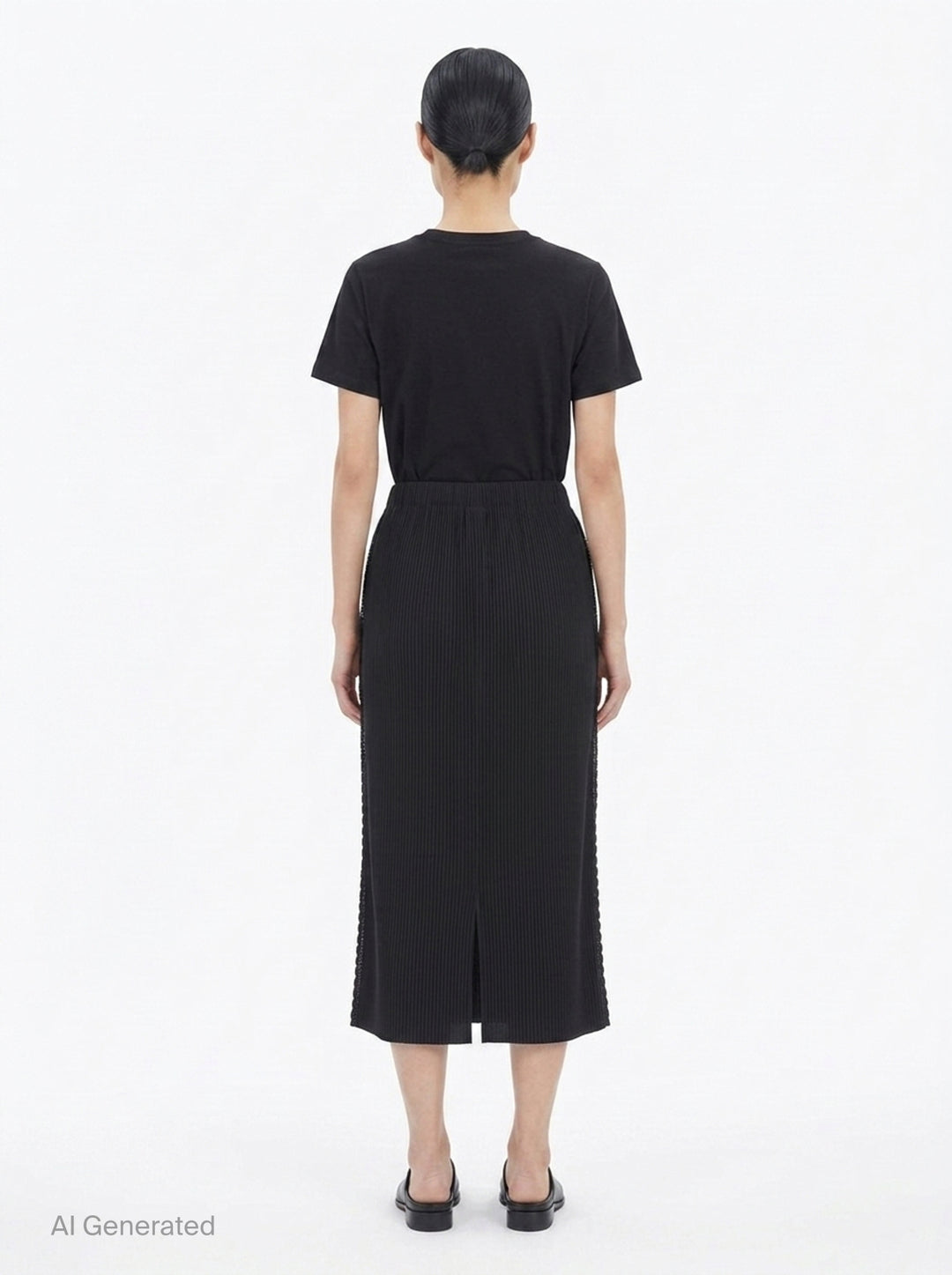 Fine Knit Pleats Black Skirt | me Issey Miyake | Club21 - back