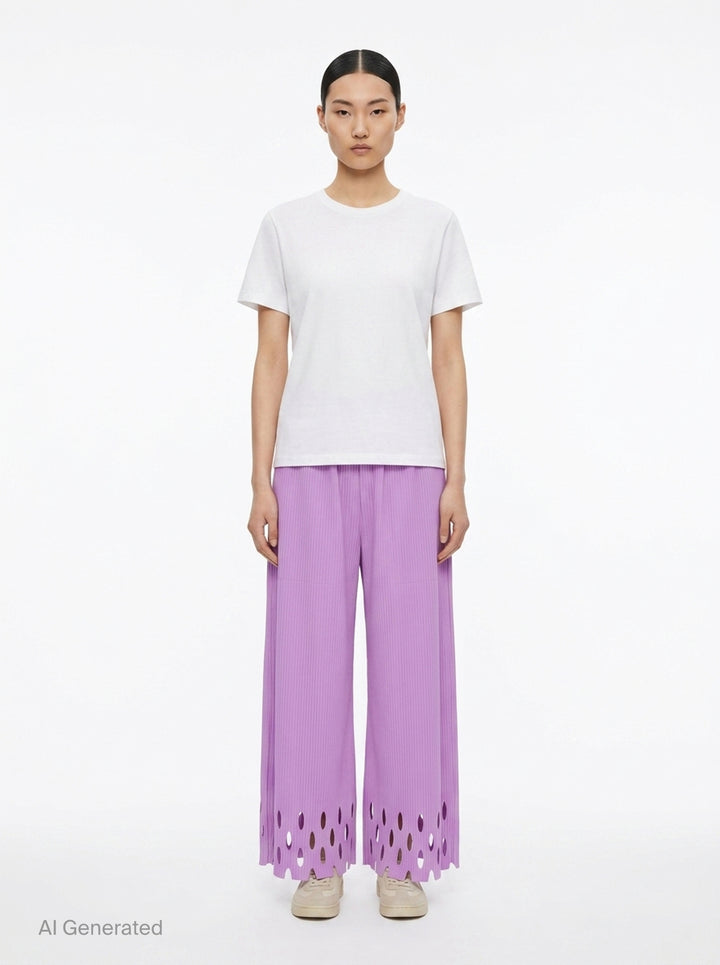 Fine Knit Pleats Bottom Pants | me Issey Miyake | Club21 - front