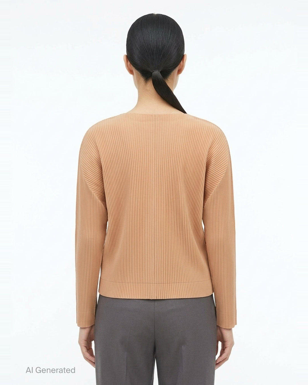 me Issey Miyake Fine Knit Pleats Cardigan in sky blue, shown from the back, featuring signature all-over pleated texture and a button placket fastening along the centre back - back