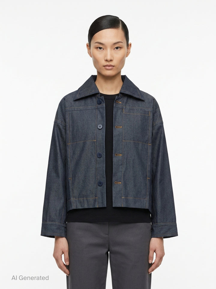 Flat Collar Denim Jacket | me Issey Miyake | Club21 - front