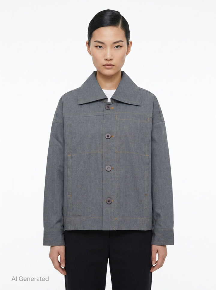 Flat Collar Denim Jacket | me Issey Miyake | Club21 - front