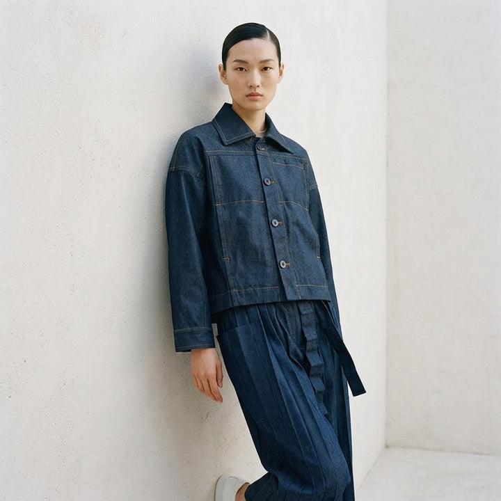 Flat Collar Denim Jacket | me Issey Miyake | Club21 - lifestyle
