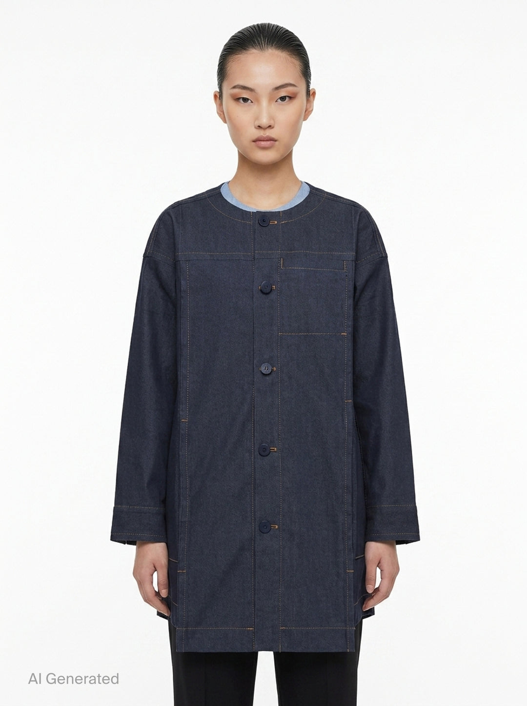 Flat Denim Coat | me Issey Miyake | Club21 - front