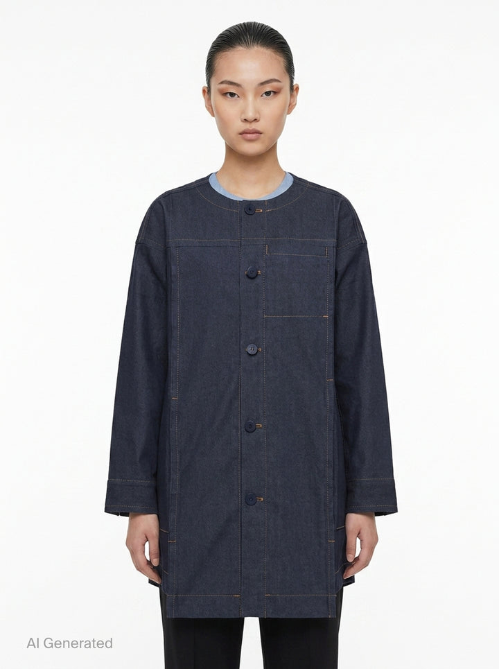 Flat Denim Coat | me Issey Miyake | Club21 - front
