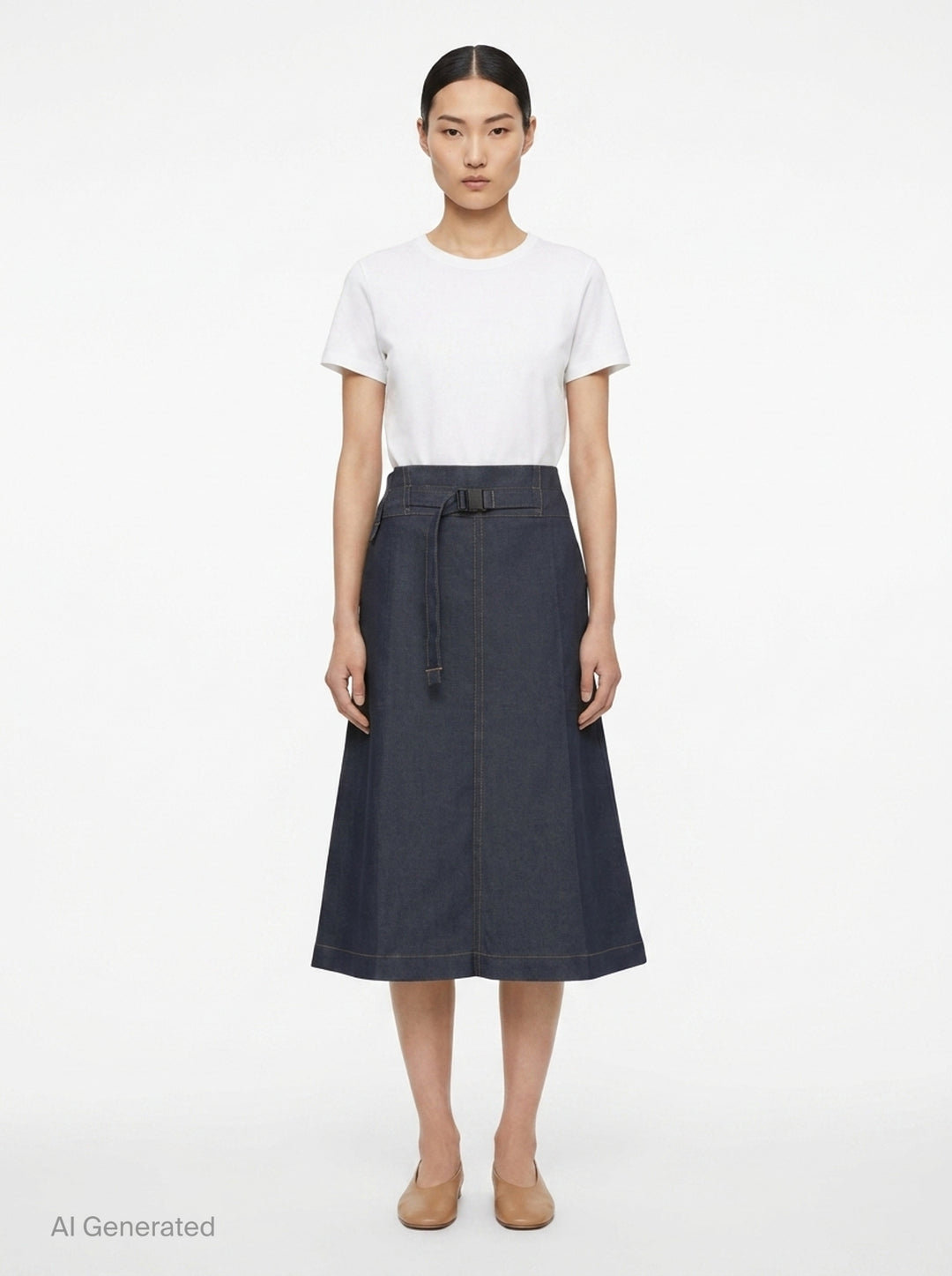 Flat Denim Midi Skirt | me Issey Miyake | Club21 - front