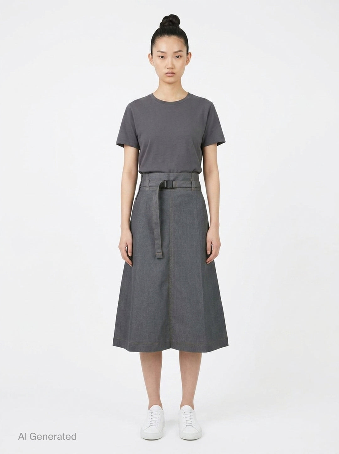 Flat Denim Midi Skirt | me Issey Miyake | Club21 - front