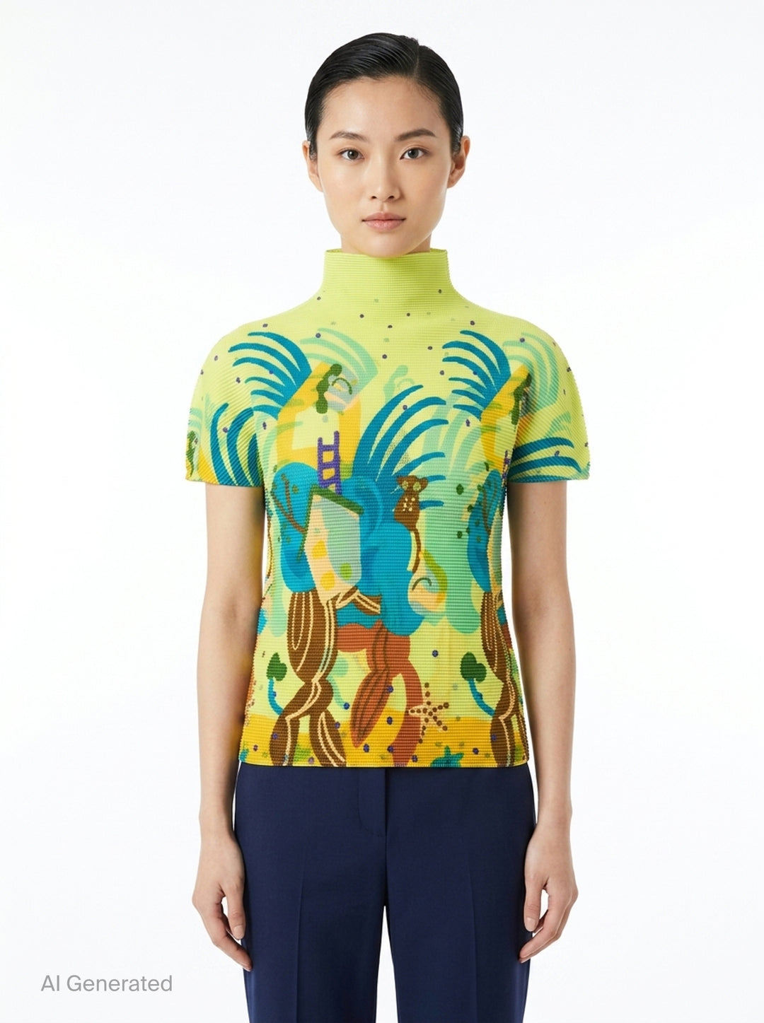 Island Print High Neck Top | me Issey Miyake | Club21 - front