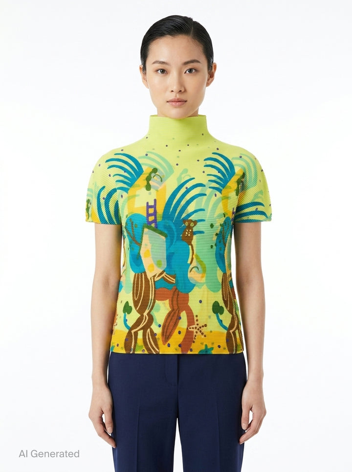 Island Print High Neck Top | me Issey Miyake | Club21 - front