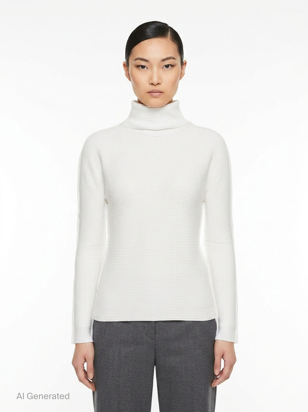 Knit Stretch Pleats Turtleneck Top | me Issey Miyake | Club21 - front