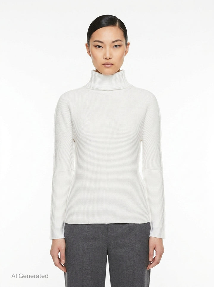 Knit Stretch Pleats Turtleneck Top | me Issey Miyake | Club21 - front