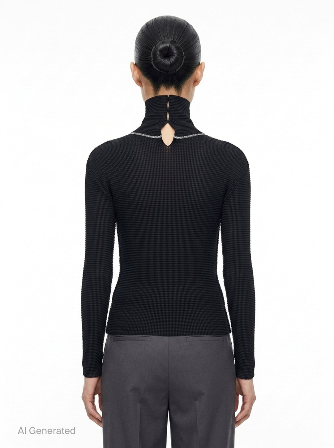 Knit Stretch Pleats Turtleneck Top | me Issey Miyake | Club21 - back