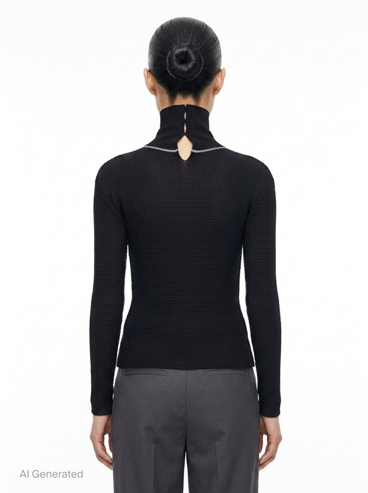 Knit Stretch Pleats Turtleneck Top | me Issey Miyake | Club21 - back
