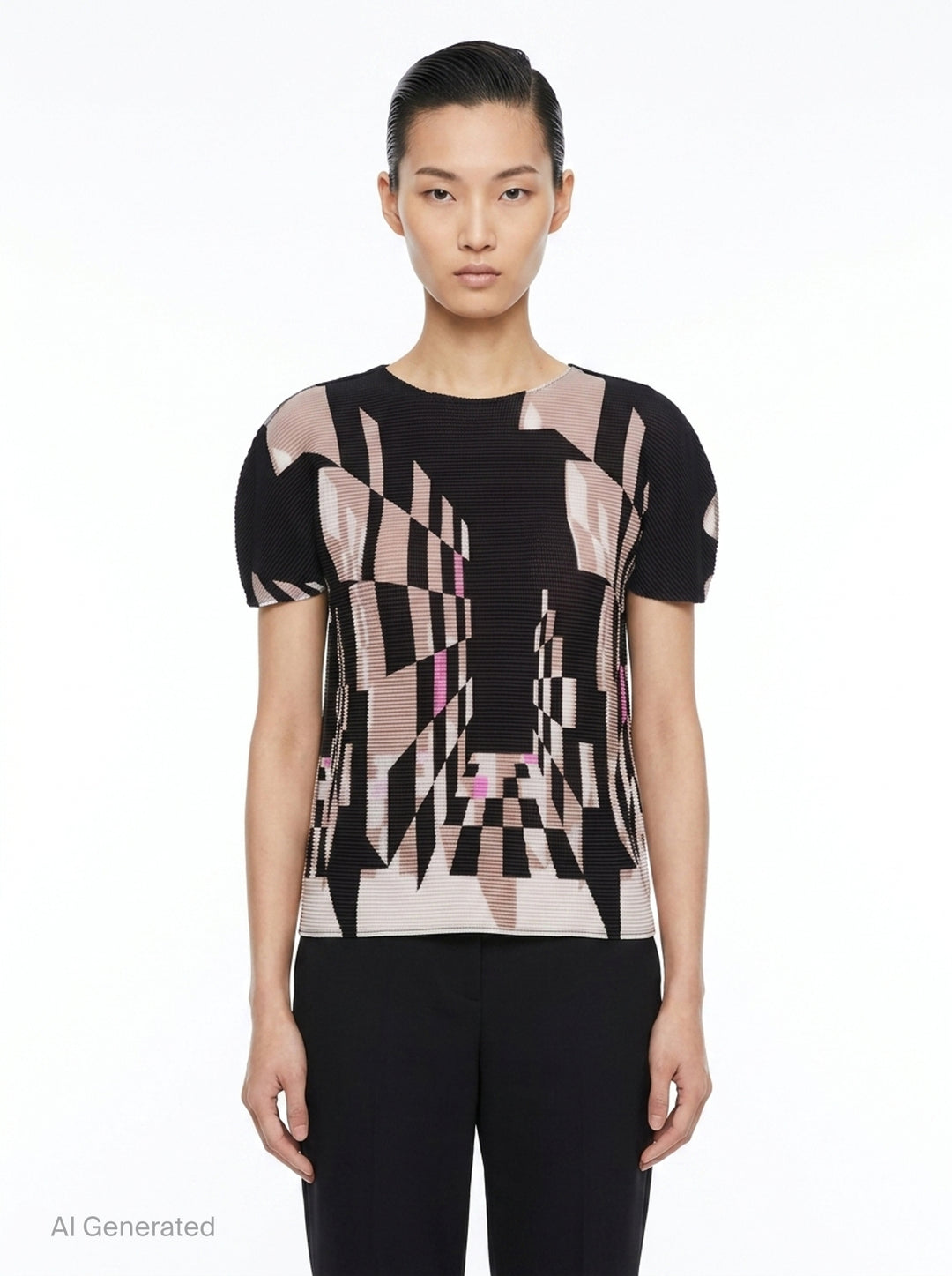 Perspective Short Sleeve Top | me ISSEY MIYAKE | Club21 - front