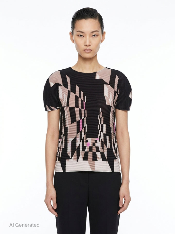 Perspective Short Sleeve Top | me ISSEY MIYAKE | Club21 - front