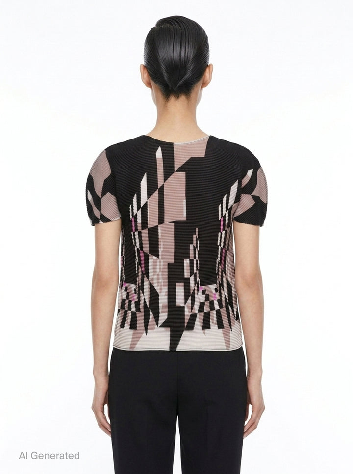 Perspective Short Sleeve Top | me ISSEY MIYAKE | Club21 - back