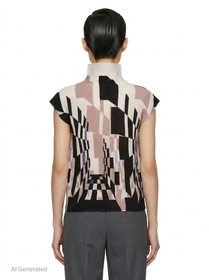 Perspective Sleeveless High Neck Top | me ISSEY MIYAKE | Club21 - back