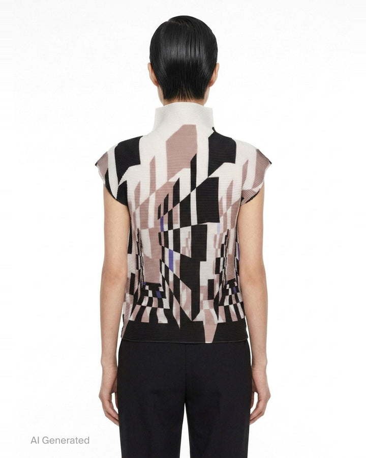 Perspective Sleeveless High Neck Top | me ISSEY MIYAKE | Club21 - back