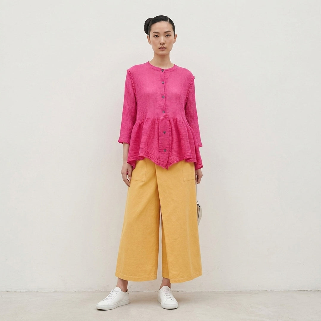 me Issey Miyake PINA CLOTH wide-leg pants in charcoal grey with a wrap-front panel, elasticated waist, and patch pockets - lifestyle