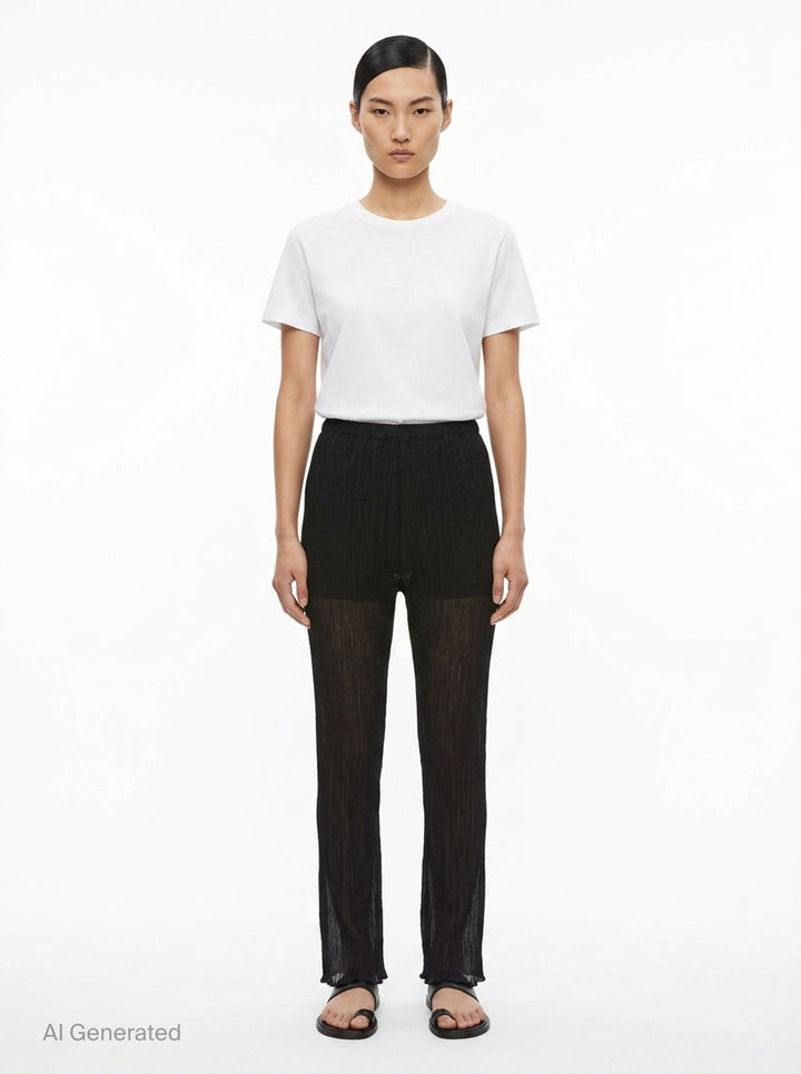 See-Through Crepe Pants | me Issey Miyake | Club21 - front