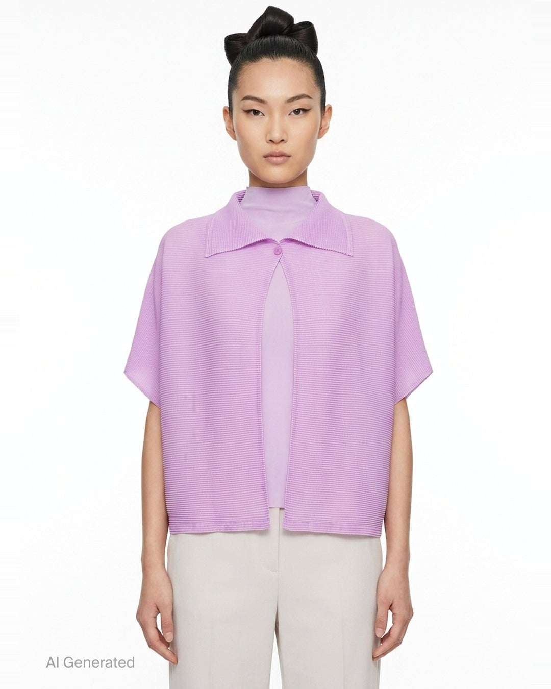 Square Stretch Pleated Cardigan | me Issey Miyake | Club21 - front
