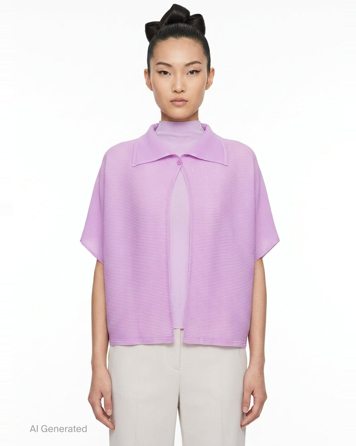 Square Stretch Pleated Cardigan | me Issey Miyake | Club21 - front
