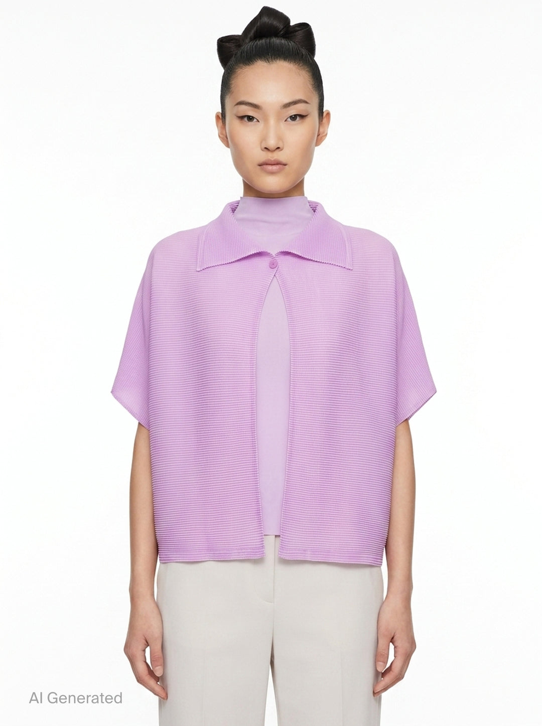 Square Stretch Pleated Cardigan | me Issey Miyake | Club21 - front