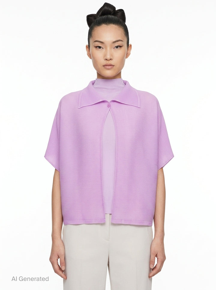 Square Stretch Pleated Cardigan | me Issey Miyake | Club21 - front