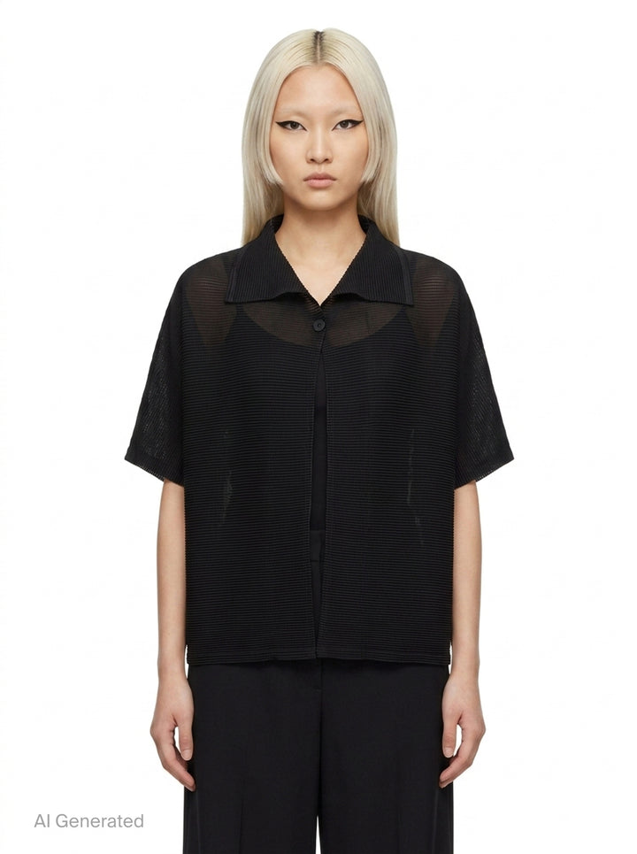 Square Stretch Pleated Cardigan | me Issey Miyake | Club21 - front