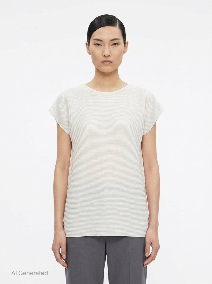 Square Stretch Pleated Top | me ISSEY MIYAKE | Club21 - front