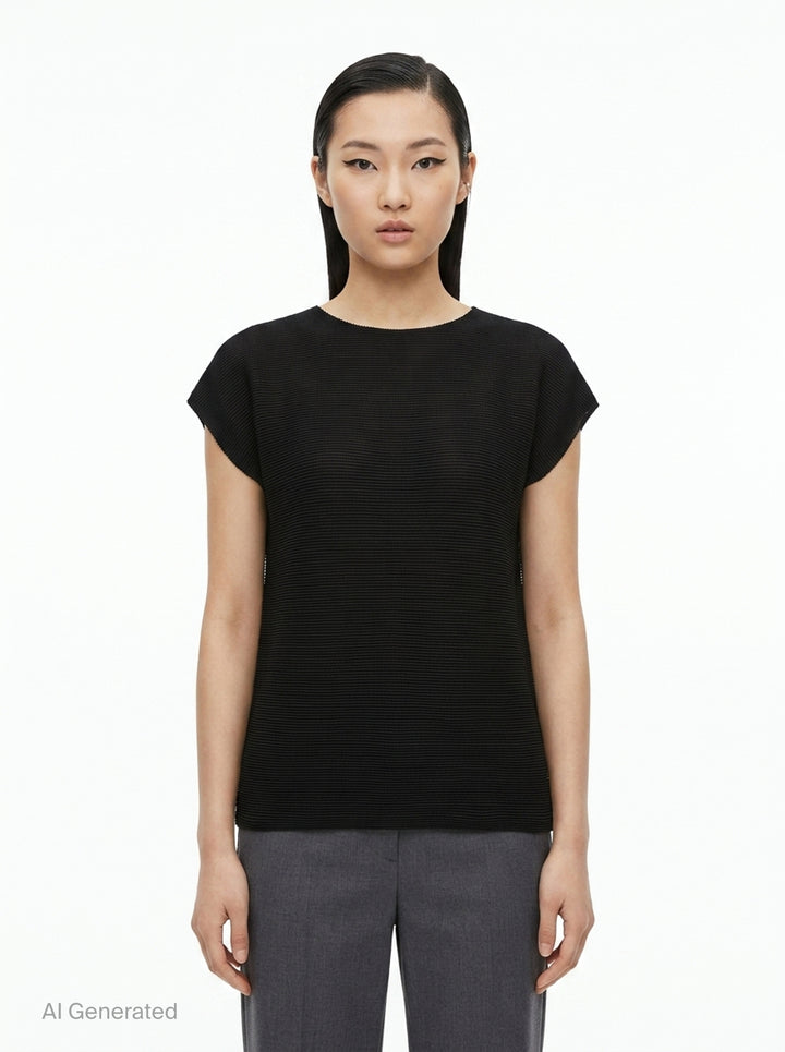 Square Stretch Pleated Top | me ISSEY MIYAKE | Club21 - front