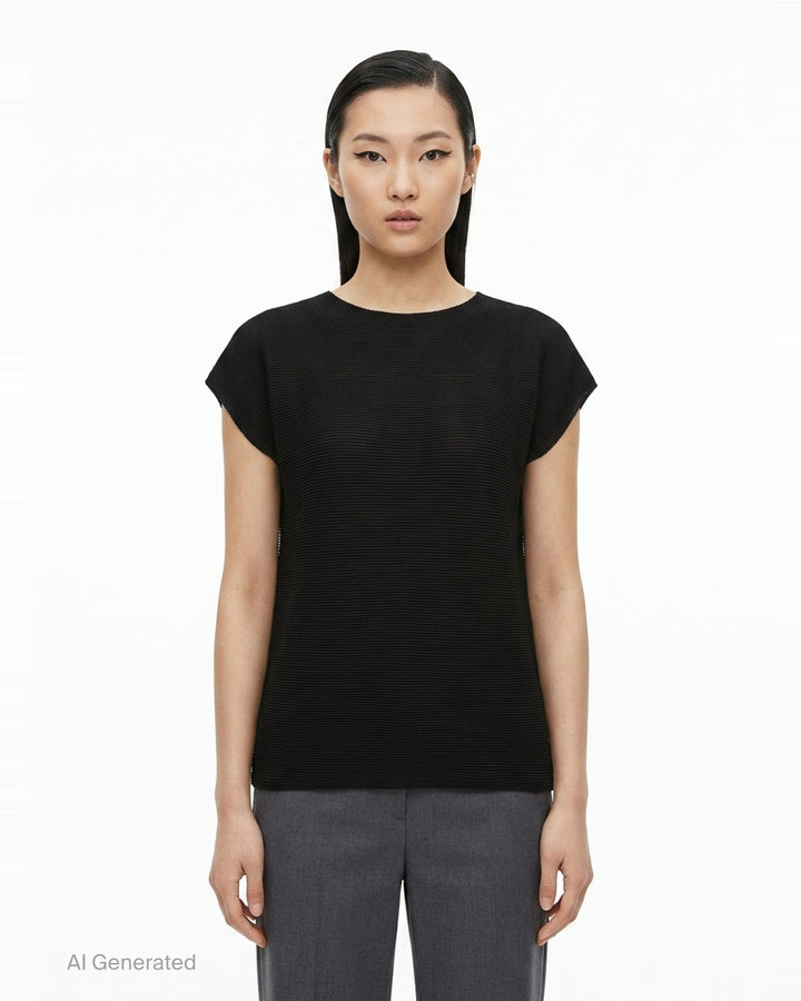 Square Stretch Pleated Top | me ISSEY MIYAKE | Club21 - front