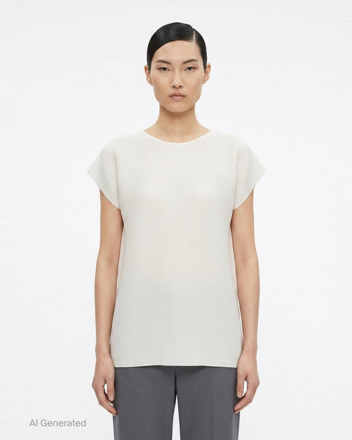 Square Stretch Pleated Top | me ISSEY MIYAKE | Club21 - front
