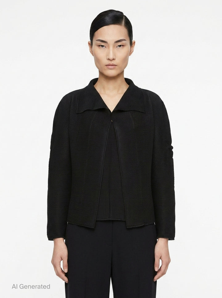 Stretch Pleats Basic Cardigan | me Issey Miyake | Club21 - front