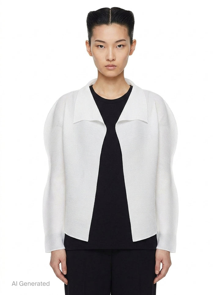 Stretch Pleats Basic Cardigan | me Issey Miyake | Club21 - front