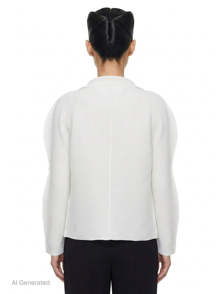 Stretch Pleats Basic Cardigan | me Issey Miyake | Club21 - back