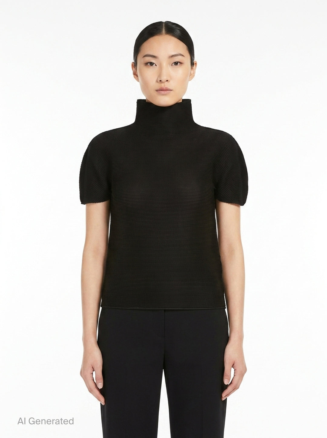 Stretch Pleats High Neck Top | me Issey Miyake | Club21 - front