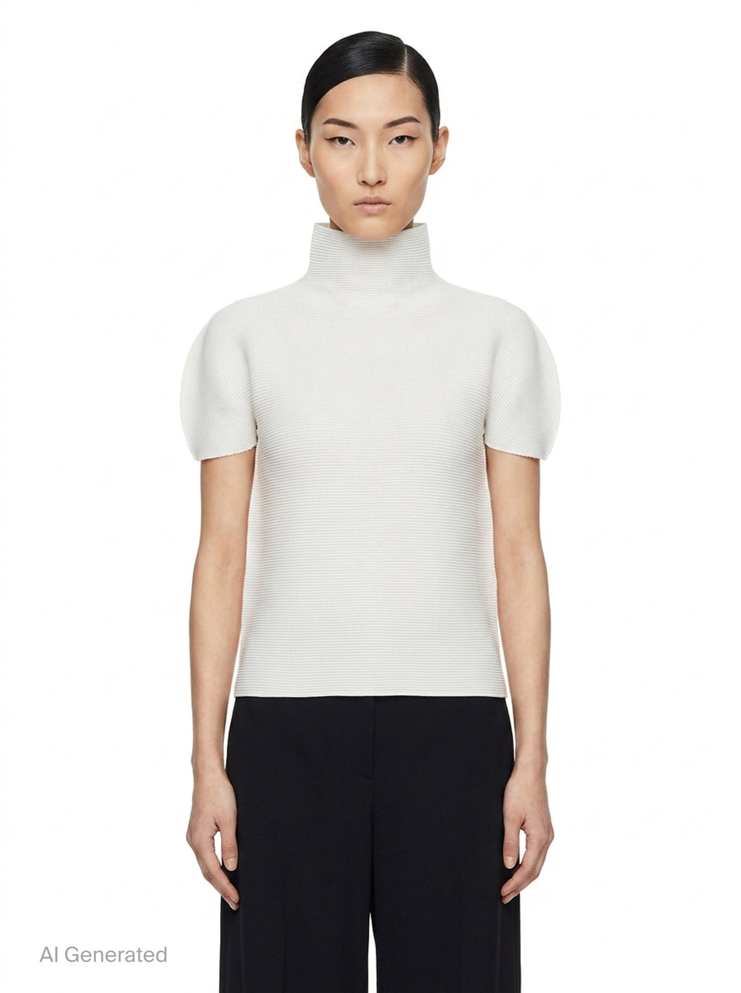 Stretch Pleats High Neck Top | me Issey Miyake | Club21 - front