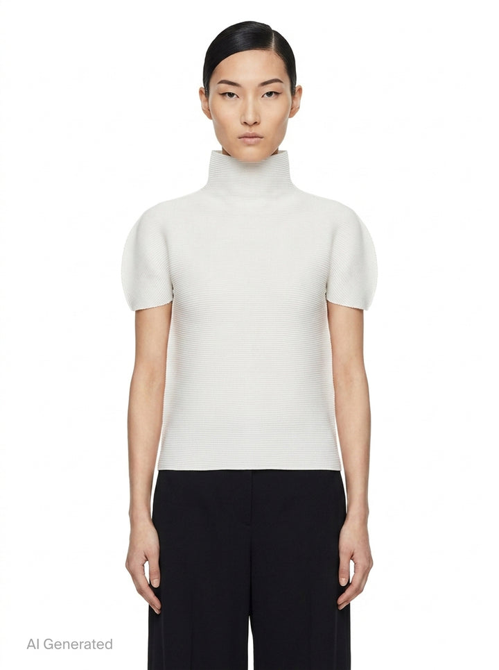 Stretch Pleats High Neck Top | me Issey Miyake | Club21 - front