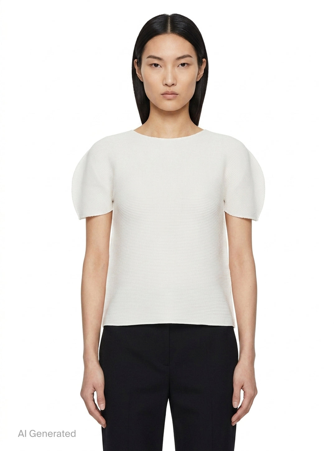 Stretch Pleats Round Neck Top | me Issey Miyake | Club21 - front